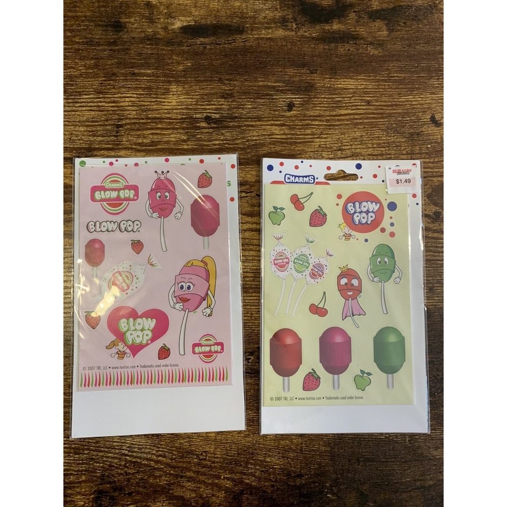 RARE Charms Blow Pop Sucker Sticker‎ Sheets Package (2 sheets In Each Pack) 2007